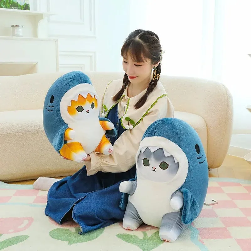 1 Stück Anime Hai Katze Plüschtier Niedliche Kuscheltiere Weiche Plüschtiere Puppenspielzeug Kissen Geburtstagsgeschenk für Kinder Erwachsene Mädchen Wohnkultur