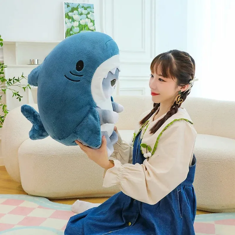 1 Stück Anime Hai Katze Plüschtier Niedliche Kuscheltiere Weiche Plüschtiere Puppenspielzeug Kissen Geburtstagsgeschenk für Kinder Erwachsene Mädchen Wohnkultur
