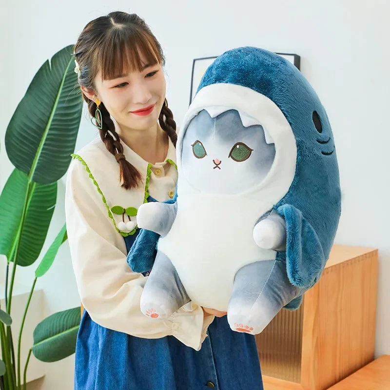 1 Stück Anime Hai Katze Plüschtier Niedliche Kuscheltiere Weiche Plüschtiere Puppenspielzeug Kissen Geburtstagsgeschenk für Kinder Erwachsene Mädchen Wohnkultur