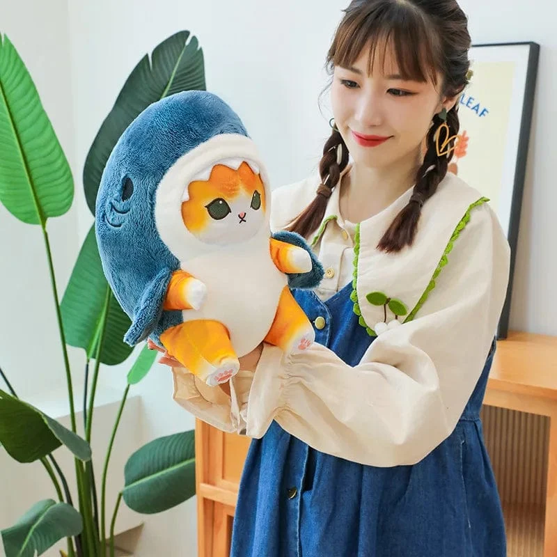 1 Stück Anime Hai Katze Plüschtier Niedliche Kuscheltiere Weiche Plüschtiere Puppenspielzeug Kissen Geburtstagsgeschenk für Kinder Erwachsene Mädchen Wohnkultur