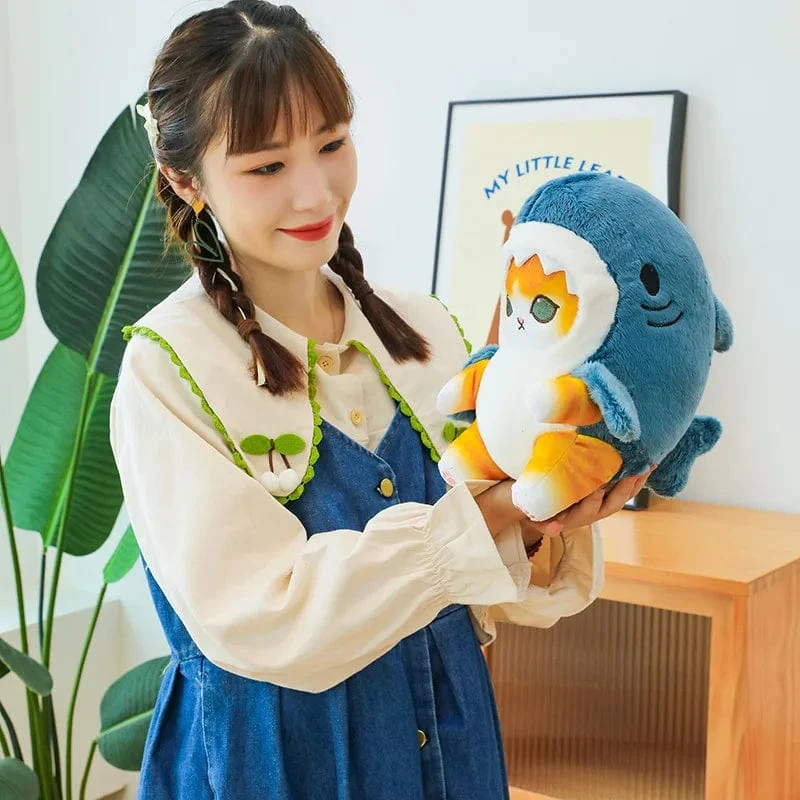 1 Stück Anime Hai Katze Plüschtier Niedliche Kuscheltiere Weiche Plüschtiere Puppenspielzeug Kissen Geburtstagsgeschenk für Kinder Erwachsene Mädchen Wohnkultur