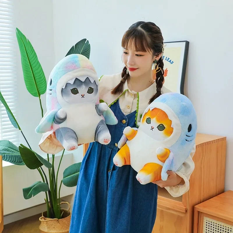 1 Stück Anime Hai Katze Plüschtier Niedliche Kuscheltiere Weiche Plüschtiere Puppenspielzeug Kissen Geburtstagsgeschenk für Kinder Erwachsene Mädchen Wohnkultur