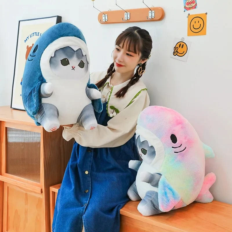 1 Stück Anime Hai Katze Plüschtier Niedliche Kuscheltiere Weiche Plüschtiere Puppenspielzeug Kissen Geburtstagsgeschenk für Kinder Erwachsene Mädchen Wohnkultur