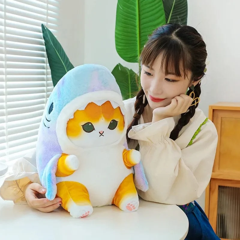 1 Stück Anime Hai Katze Plüschtier Niedliche Kuscheltiere Weiche Plüschtiere Puppenspielzeug Kissen Geburtstagsgeschenk für Kinder Erwachsene Mädchen Wohnkultur