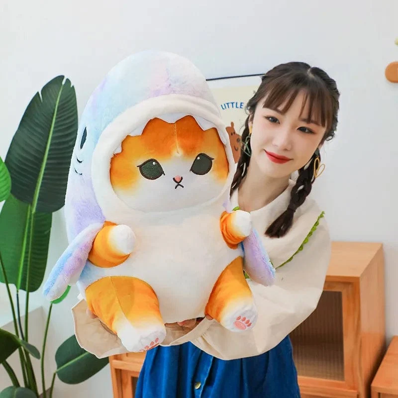 1 Stück Anime Hai Katze Plüschtier Niedliche Kuscheltiere Weiche Plüschtiere Puppenspielzeug Kissen Geburtstagsgeschenk für Kinder Erwachsene Mädchen Wohnkultur