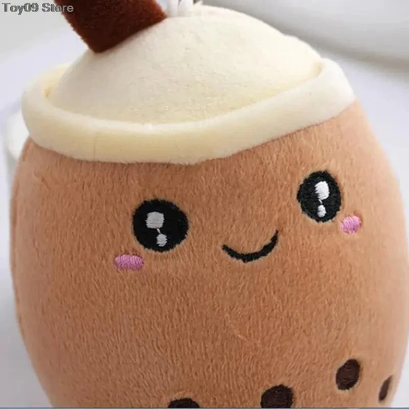 Niedliches Plüschkissen mit Fruchtmilch und Bubble Tea, Kawaii-Kuscheltier, weich und mit Saugnapf, Schlüsselanhänger, Rucksackanhänger, Geschenkidee