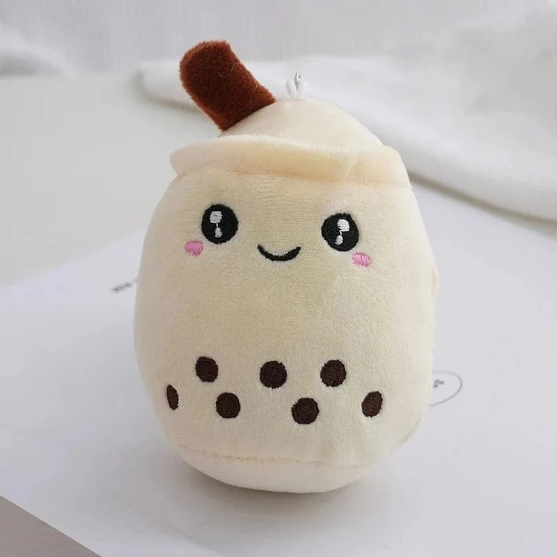 Niedliches Plüschkissen mit Fruchtmilch und Bubble Tea, Kawaii-Kuscheltier, weich und mit Saugnapf, Schlüsselanhänger, Rucksackanhänger, Geschenkidee