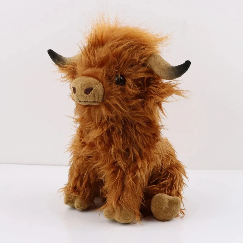 29 cm Kawaii Simulation Highland Cow Tier Plüsch Puppe weich gefüllt Creme Highland Cattle Plüsch Spielzeug Kyloe Plushie Geschenk für Kinder
