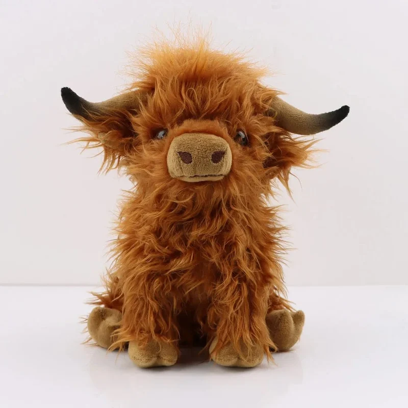 29 cm Kawaii Simulation Highland Cow Tier Plüsch Puppe weich gefüllt Creme Highland Cattle Plüsch Spielzeug Kyloe Plushie Geschenk für Kinder