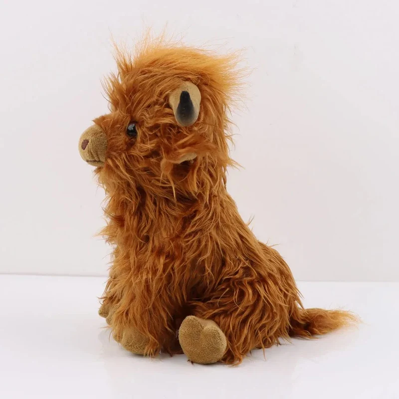 29 cm Kawaii Simulation Highland Cow Tier Plüsch Puppe weich gefüllt Creme Highland Cattle Plüsch Spielzeug Kyloe Plushie Geschenk für Kinder