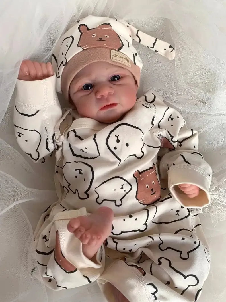 NPK 19 Zoll Reborn Babypuppe Zwillinge Elijah Make-up Handgemachte 3D Haut Mehrere Schichten Malerei Sammlerkunst Puppe