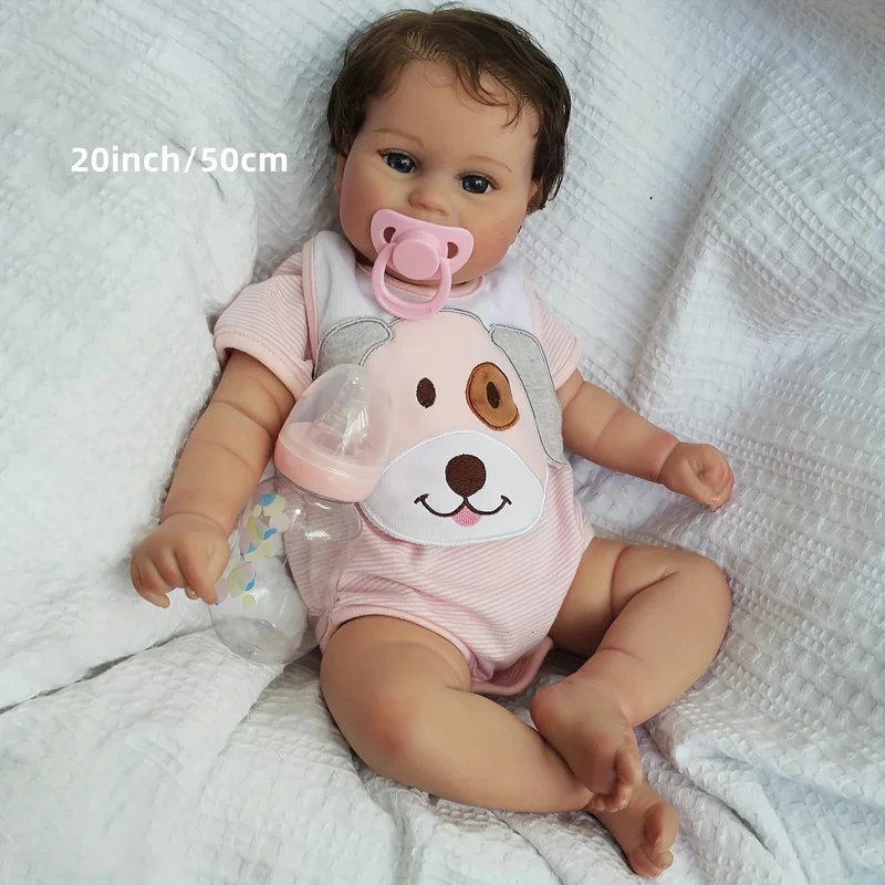 Reborn Babypuppen Mädchen Maddie - 20 Zoll große realistische Neugeborenen-Babypuppen, lebensechte echte Babypuppen, die echt aussehen, mit weichem Silikonkörper