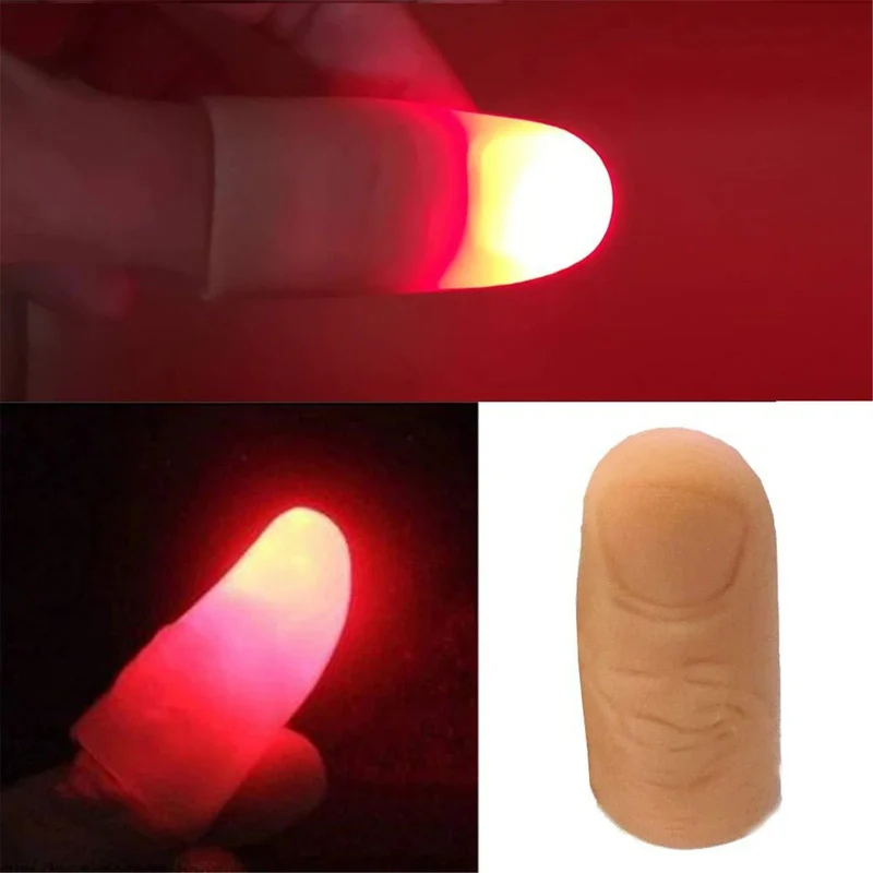 2 STÜCKE Zaubertrick Finger Daumen mit LED Batteriebetriebene Zauberrequisiten Halloween Zaubertrick Finger Daumen Party Spielzeug für Kinder