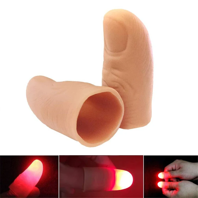 2 STÜCKE Zaubertrick Finger Daumen mit LED Batteriebetriebene Zauberrequisiten Halloween Zaubertrick Finger Daumen Party Spielzeug für Kinder