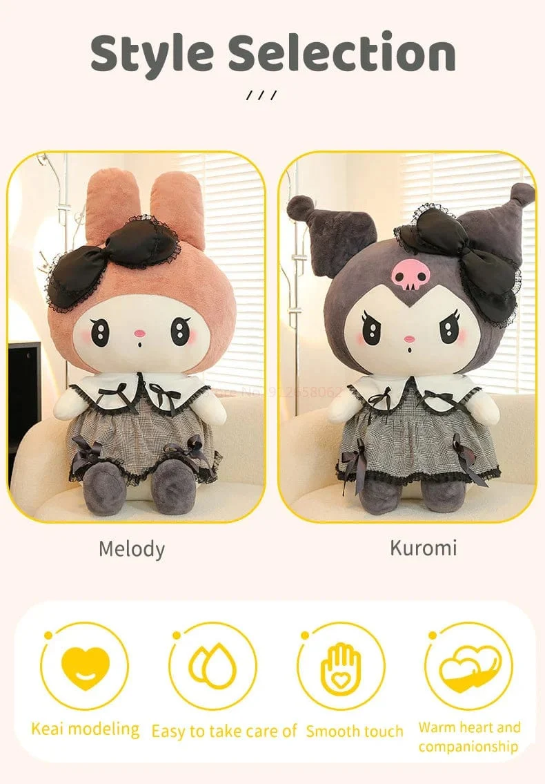 Großes Kuromi Melody Cinnamoroll Plüschtier Kissen Anime Stoffpuppe Anime Sofakissen Mädchenzimmer Dekoration Weihnachtsgeschenk