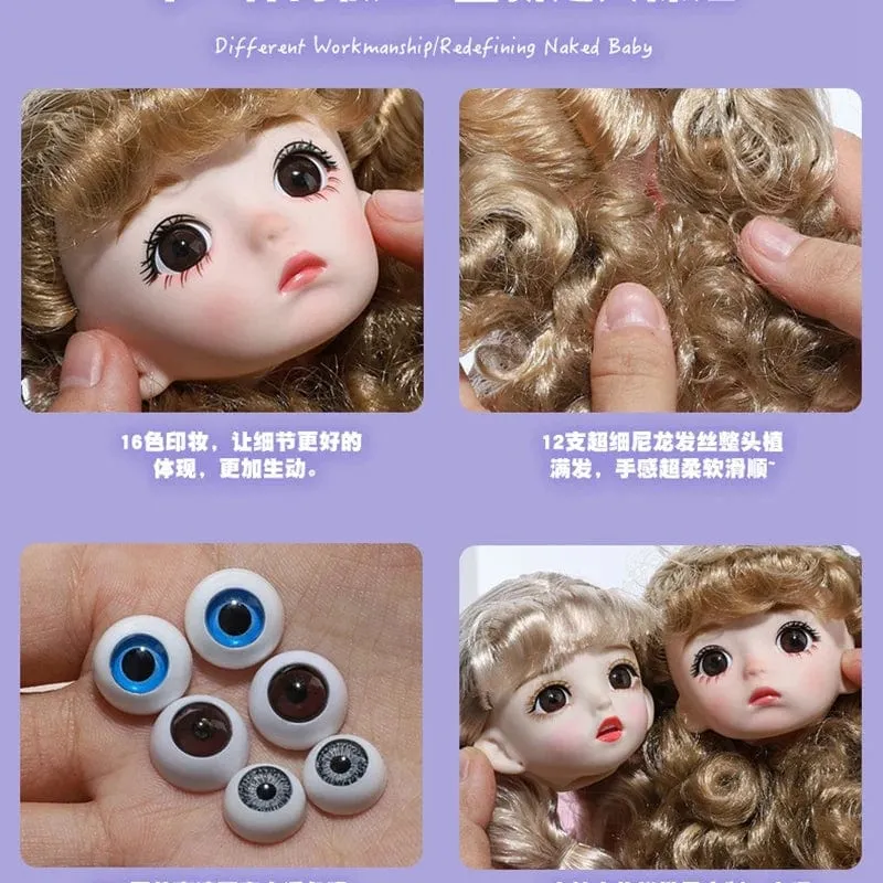 Adollya Köpfe für 30cm 1/6 BJD Puppen Zubehör Kopf mit Augen Make-up Handgemachtes Schönheitsspielzeug für Mädchen Weihnachtsgeschenke für Kinder