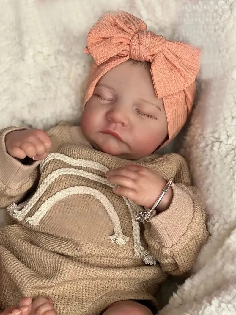 17 Zoll große Levi Reborn Babypuppe, bereits bemalt, schlafendes Neugeborenes, 3D-Haut, sichtbare Adern, Sammlerstück