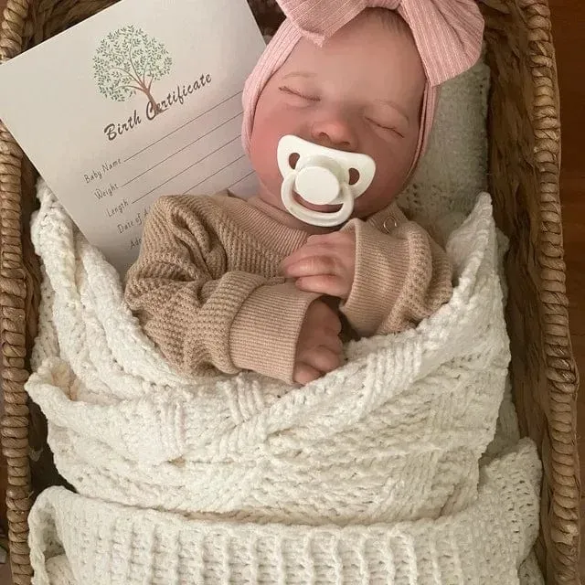 17 Zoll große Levi Reborn Babypuppe, bereits bemalt, schlafendes Neugeborenes, 3D-Haut, sichtbare Adern, Sammlerstück