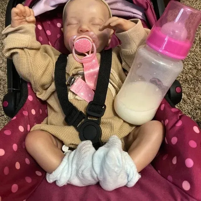 17 Zoll große Levi Reborn Babypuppe, bereits bemalt, schlafendes Neugeborenes, 3D-Haut, sichtbare Adern, Sammlerstück