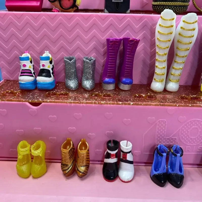 Original 24 cm OMG Fashion Dress Up Schuhe der großen Schwester und übrigens Schuhe der kleinen Schwester Mädchen Puppenzubehör Spielzeug