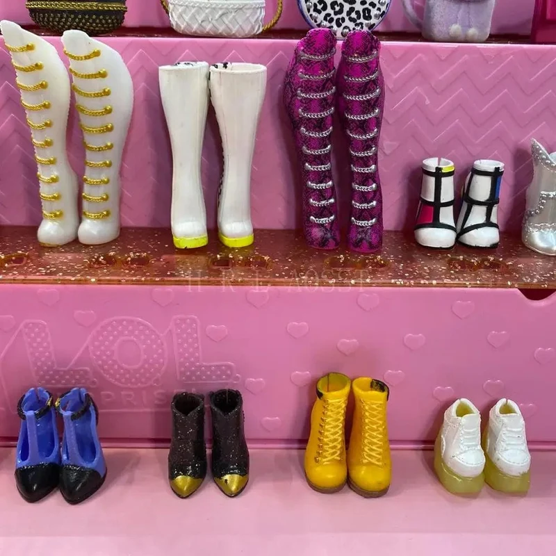 Original 24 cm OMG Fashion Dress Up Schuhe der großen Schwester und übrigens Schuhe der kleinen Schwester Mädchen Puppenzubehör Spielzeug