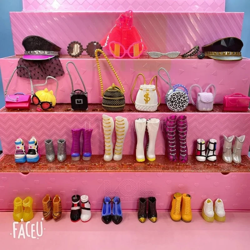 Original 24 cm OMG Fashion Dress Up Schuhe der großen Schwester und übrigens Schuhe der kleinen Schwester Mädchen Puppenzubehör Spielzeug