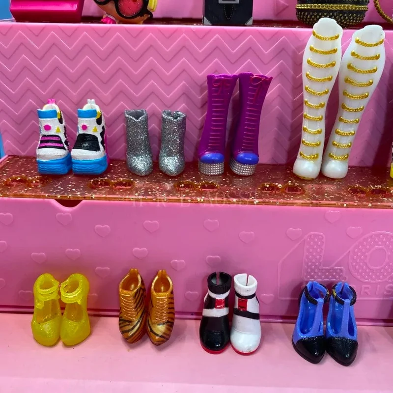 Original 24 cm OMG Fashion Dress Up Schuhe der großen Schwester und übrigens Schuhe der kleinen Schwester Mädchen Puppenzubehör Spielzeug