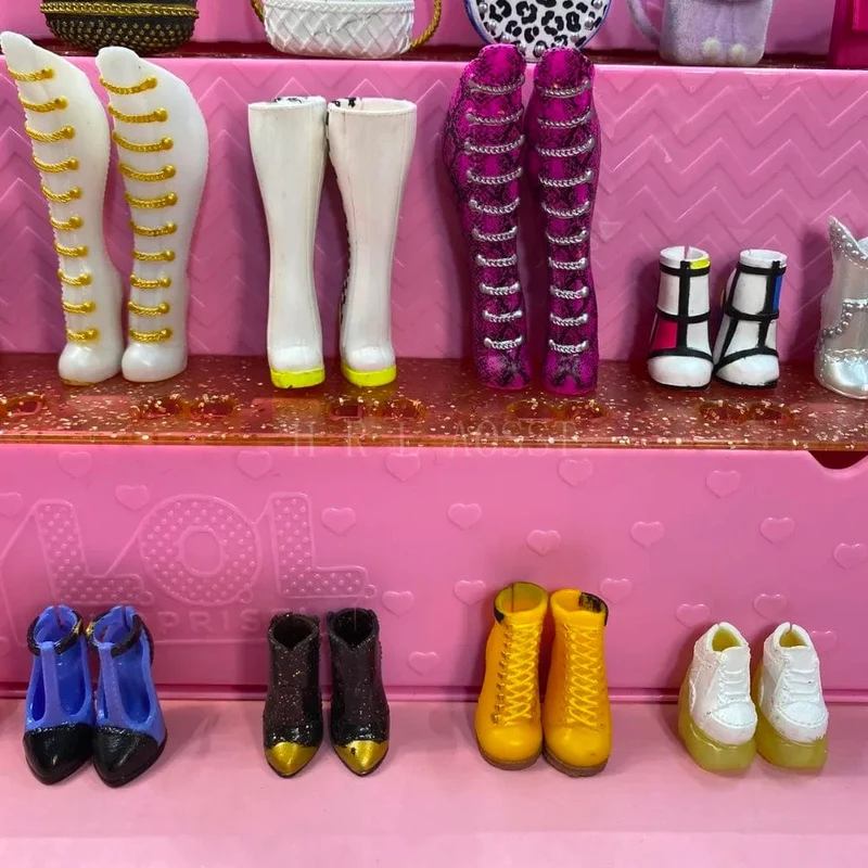 Original 24 cm OMG Fashion Dress Up Schuhe der großen Schwester und übrigens Schuhe der kleinen Schwester Mädchen Puppenzubehör Spielzeug
