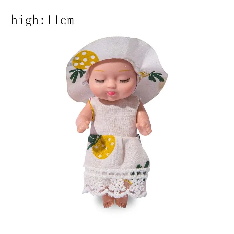 6/8-teiliges Set Schlafende Mini-Babypuppen Reborn Lebensechte süße entzückende Puppen mit Schmetterling Krokodil Sonnenblumen Outfits Spielset Geschenk