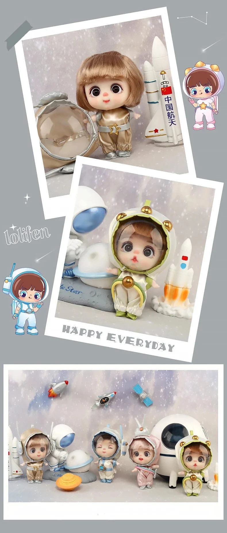 9cm Mini Puppe Astronauten Tiere Schlüsselanhänger Bjd Taschenpuppen Spielzeug Mädchen Reborn Kit Baby Spielzeug für Kinder Baby Junge Zubehör