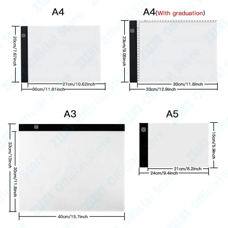 A3/A4/A5 3-Stufen-Dimm-LED-Zeichen-/Kopierblock, Kinderspielzeug, Malen, pädagogisches Lernen, Kinder wachsen, kreative Geschenke für Kinder