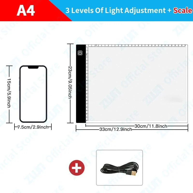 A3/A4/A5 3-Stufen-Dimm-LED-Zeichen-/Kopierblock, Kinderspielzeug, Malen, pädagogisches Lernen, Kinder wachsen, kreative Geschenke für Kinder