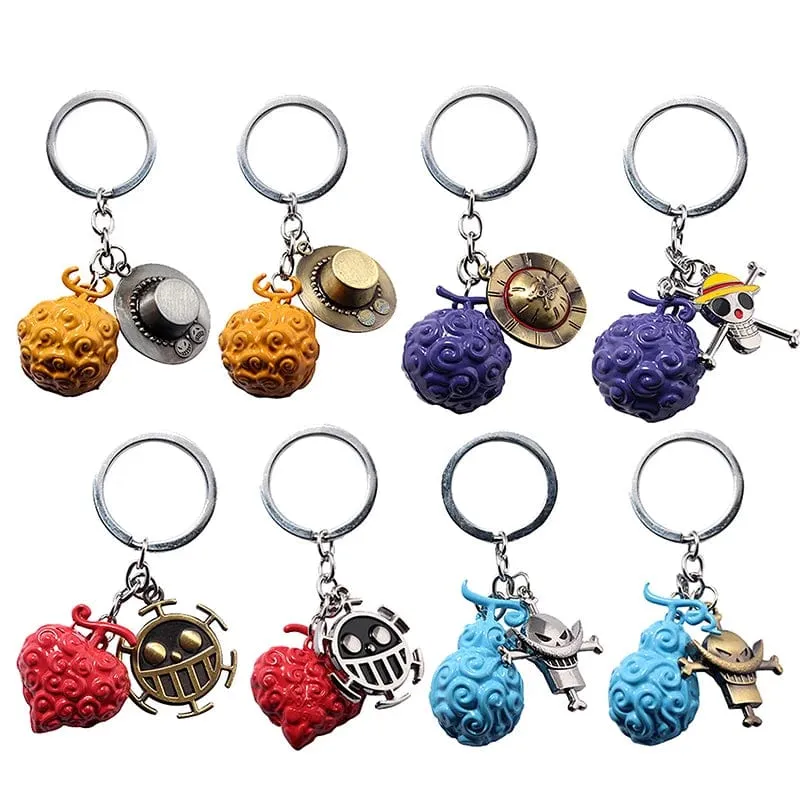 1 Stück Anime One Piece Actionfigur Schlüsselanhänger Teufelsfrucht Strohhut Luffy Ace Gummifrucht Anhänger Rucksack Schlüsselanhänger Modell Spielzeug Geschenk