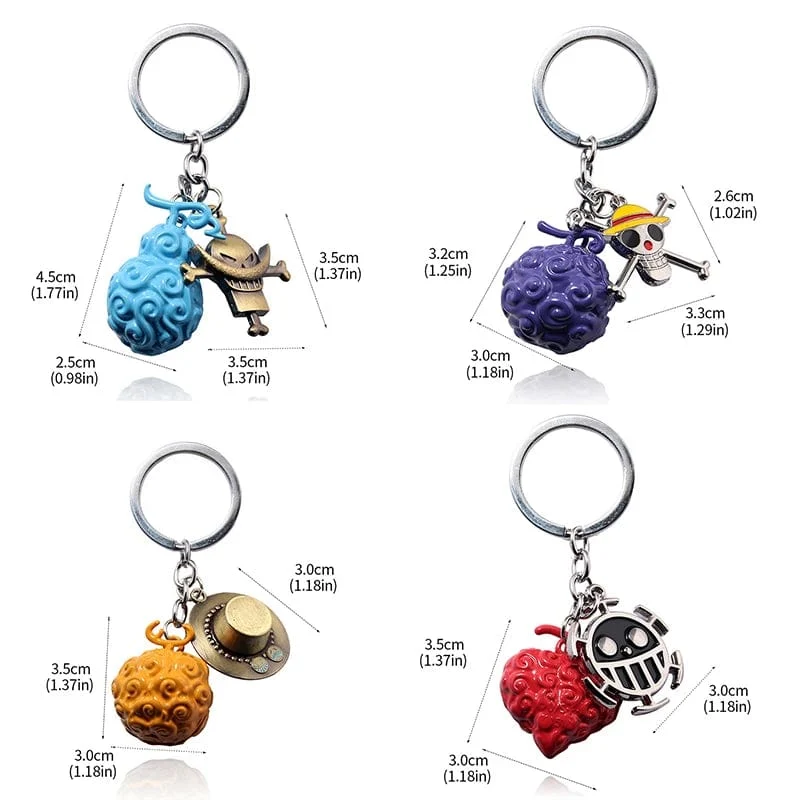 1 Stück Anime One Piece Actionfigur Schlüsselanhänger Teufelsfrucht Strohhut Luffy Ace Gummifrucht Anhänger Rucksack Schlüsselanhänger Modell Spielzeug Geschenk