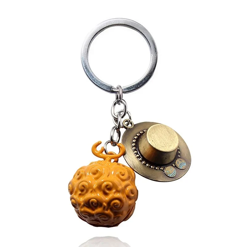 1 Stück Anime One Piece Actionfigur Schlüsselanhänger Teufelsfrucht Strohhut Luffy Ace Gummifrucht Anhänger Rucksack Schlüsselanhänger Modell Spielzeug Geschenk