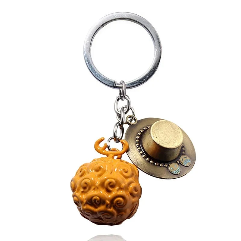 1 Stück Anime One Piece Actionfigur Schlüsselanhänger Teufelsfrucht Strohhut Luffy Ace Gummifrucht Anhänger Rucksack Schlüsselanhänger Modell Spielzeug Geschenk