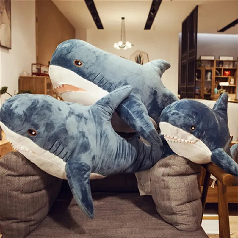 80/100/140 cm Riesen-Plüschtier mit Haifischhaut, weiches Plüsch-Haifischhaut-Halbzeug, Mantel, Fischkissen, Spielzeug, Puppe, Geschenk für Kinder