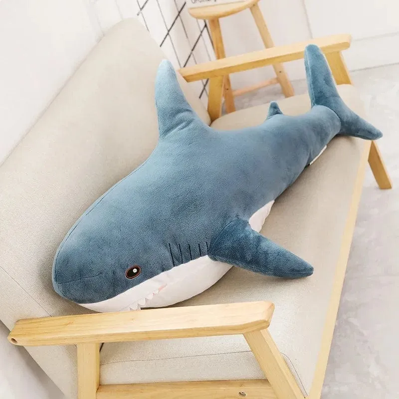 80/100/140 cm Riesen-Plüschtier mit Haifischhaut, weiches Plüsch-Haifischhaut-Halbzeug, Mantel, Fischkissen, Spielzeug, Puppe, Geschenk für Kinder