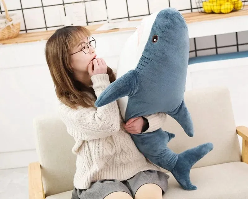 80/100/140 cm Riesen-Plüschtier mit Haifischhaut, weiches Plüsch-Haifischhaut-Halbzeug, Mantel, Fischkissen, Spielzeug, Puppe, Geschenk für Kinder