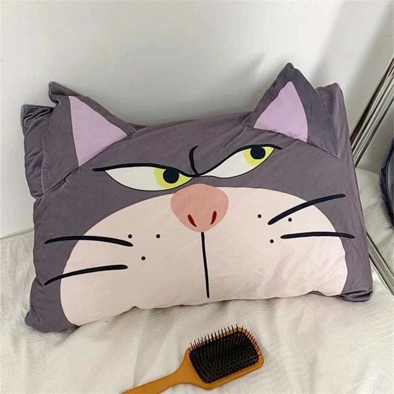 Disney Lucifer Katze Kissenbezug Schöne Lucifer Katze Kissen Abdeckung Nette Anime Grau Katze Kissenbezug Bett Wohnkultur Geschenke Mädchen
