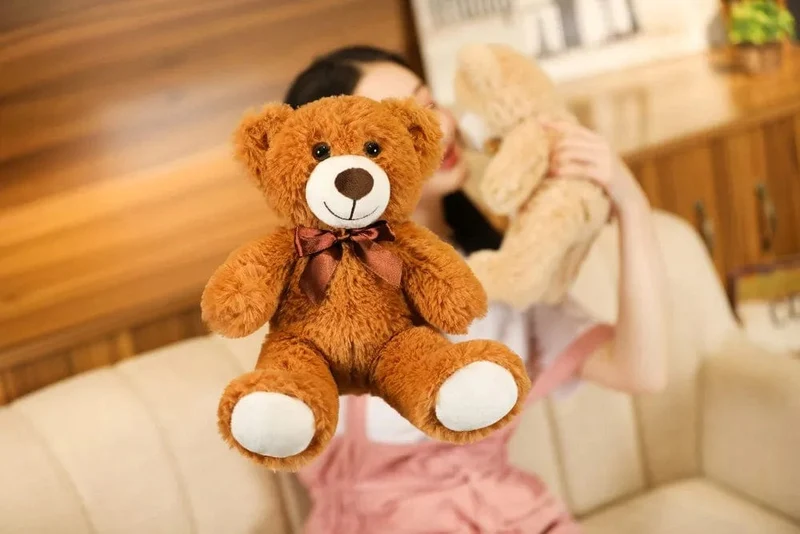 35CM süße bunte Fliege Bär Puppe Plüsch Spielzeug Umarmung Bär Puppe Kinder Geburtstagsgeschenk Kissen Bär Home Wohnzimmer Schlafzimmer