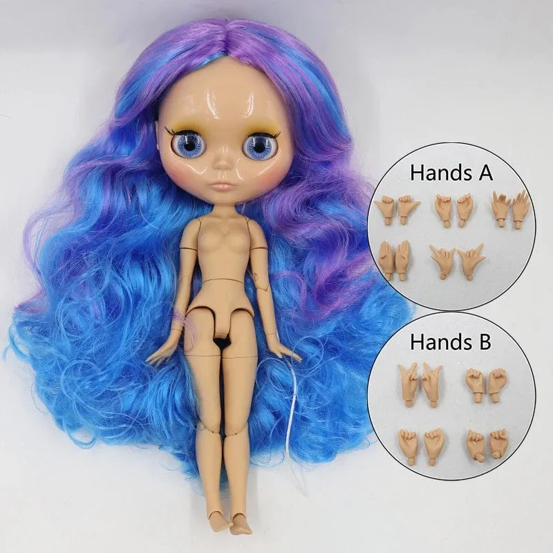 ICY DBS Blyth puppe 1/6 bjd joint körper tan haut puppe glänzend gesicht 30cm spielzeug zufällige augen farben