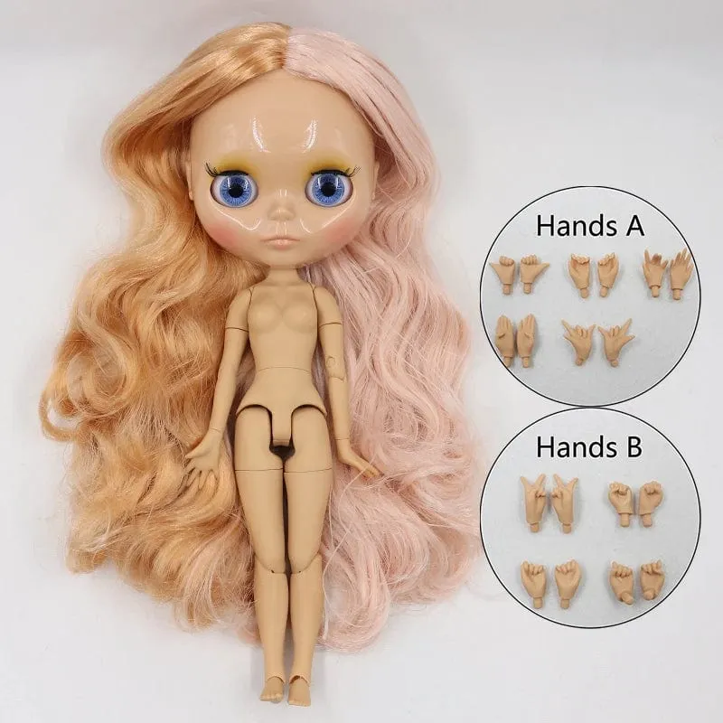 ICY DBS Blyth puppe 1/6 bjd joint körper tan haut puppe glänzend gesicht 30cm spielzeug zufällige augen farben
