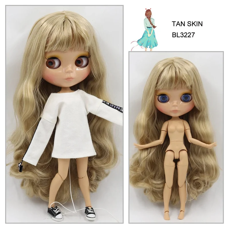 ICY DBS Blyth puppe 1/6 bjd joint körper tan haut puppe glänzend gesicht 30cm spielzeug zufällige augen farben