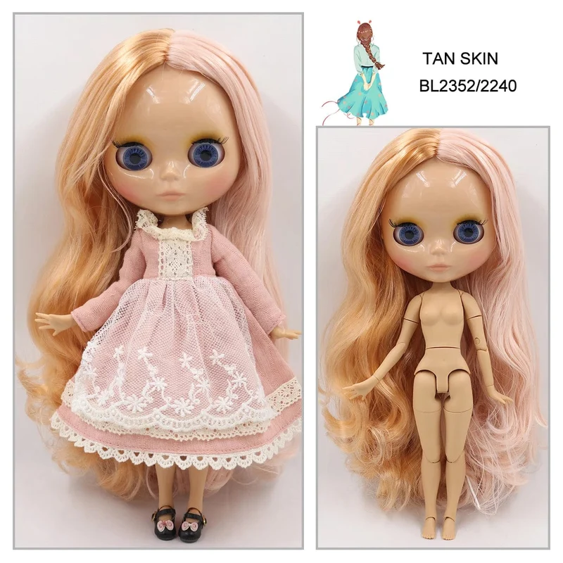 ICY DBS Blyth puppe 1/6 bjd joint körper tan haut puppe glänzend gesicht 30cm spielzeug zufällige augen farben