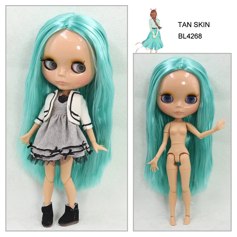 ICY DBS Blyth puppe 1/6 bjd joint körper tan haut puppe glänzend gesicht 30cm spielzeug zufällige augen farben
