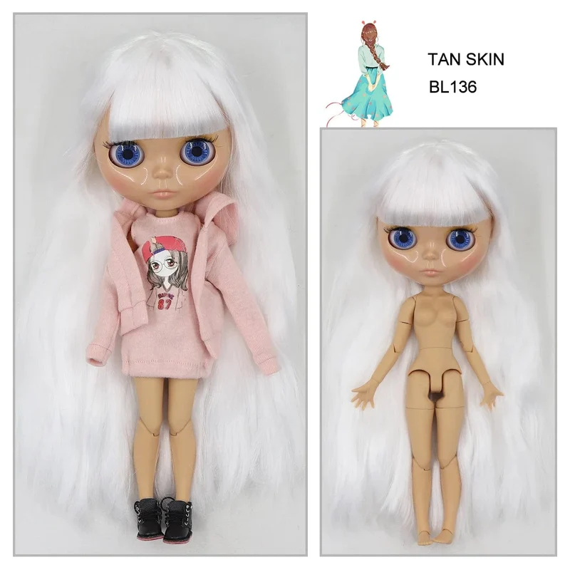 ICY DBS Blyth puppe 1/6 bjd joint körper tan haut puppe glänzend gesicht 30cm spielzeug zufällige augen farben