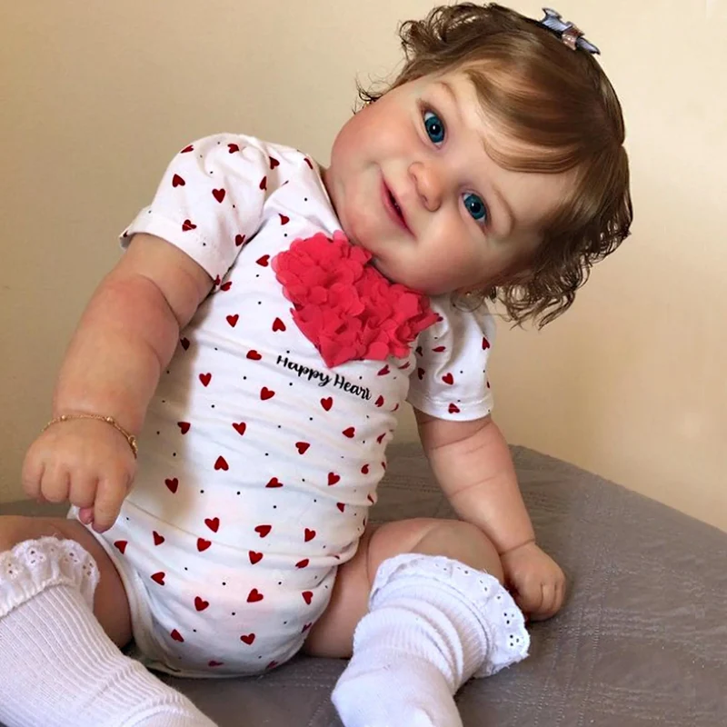 20" Maddie Vollsilikon-Vinylpuppen Mädchen 3D bemalte Neugeborenenpuppen mit gewurzeltem braunem Haar als Kindergeschenk Muñecas Reborn