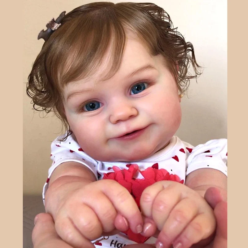 20" Maddie Vollsilikon-Vinylpuppen Mädchen 3D bemalte Neugeborenenpuppen mit gewurzeltem braunem Haar als Kindergeschenk Muñecas Reborn