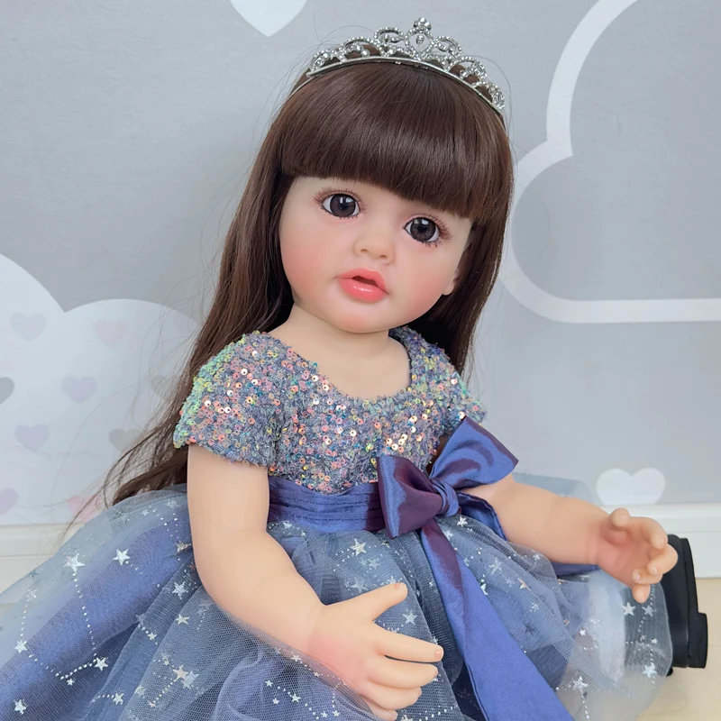 NPK 22 zoll Ganzkörper Stehend Kleinkind Mädchen Puppe Reborn Prinzessin Betty Lange Haare in Kleid Weichen,